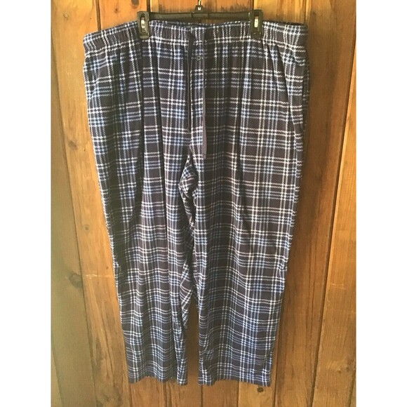 Saddlebred Drawstring Blue Plaid  Lounge Pajama Pants Men's 3X Fleece - Picture 1 of 4